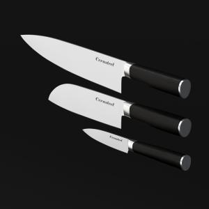 China Cerasteel Knife 3 Set(3.5''Paring, 6''Santoku, 8''Chef ) With Black Pakka Wood Handle factory