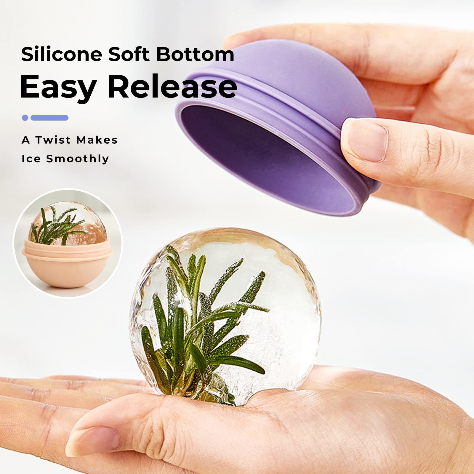 2.5 Inches Silicone Ice Molds Cocktails Whiskey Ice Ball Maker