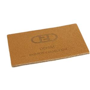China Brown Leather Patches For Clothes Voltage Logo 8cm×5cm Size ODM factory