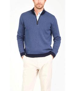 China Herringbone Mens Pullover Sweater , Knitted Navy Blue Pullover Sweater factory