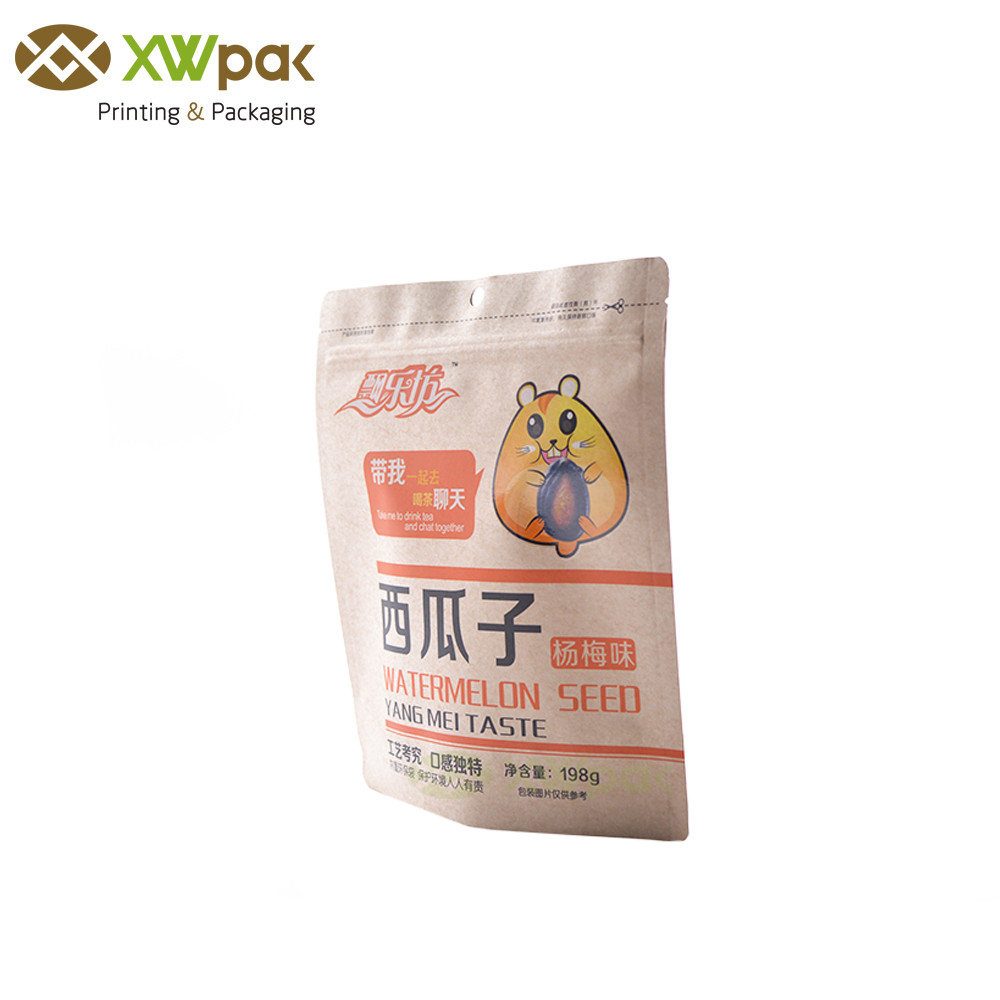 Customized Brown Kraft Paper Packaging Bags Resealable Mylar Bags With k