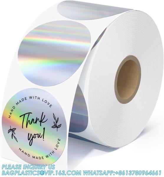 Holographic Round Thermal Label Stickers Circle 2 Inch Printable Rainbow Thermal