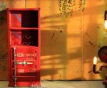 1 Door Orange Industrial Metal Shipping Container Bar Cabinet