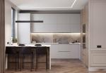 Sophisticated Kitchen Cabinet with UV PET Countertop in Marble Look