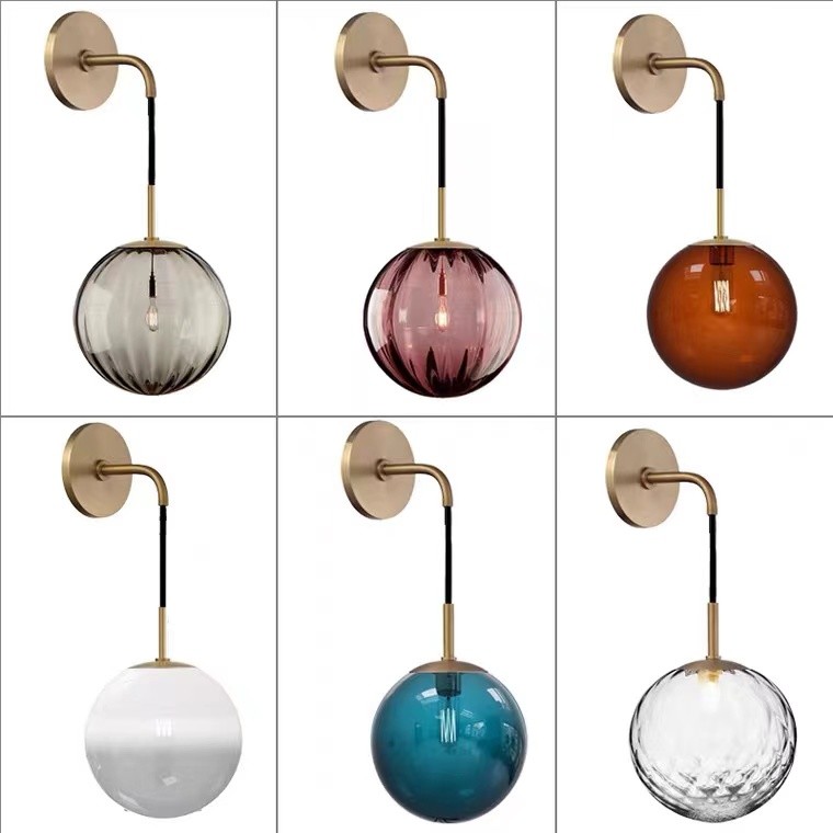 Wholesale Price Modern Lamp Milk Glass Golden Wall Light For Home Restaurant