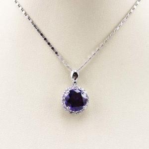 China Fine Silver Jewelry Round Amethyst Cubic Zircon Pendant Necklace (PSJ0413) factory