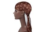 Large Print Brown LV Silk Silky Satin Designer Durag Supplier Bulk Wholesale