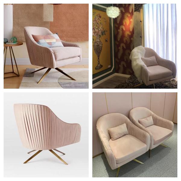 Velvet Swivel Stylish Fabric Armchair 360 Degree Luxurious Cozy Touch