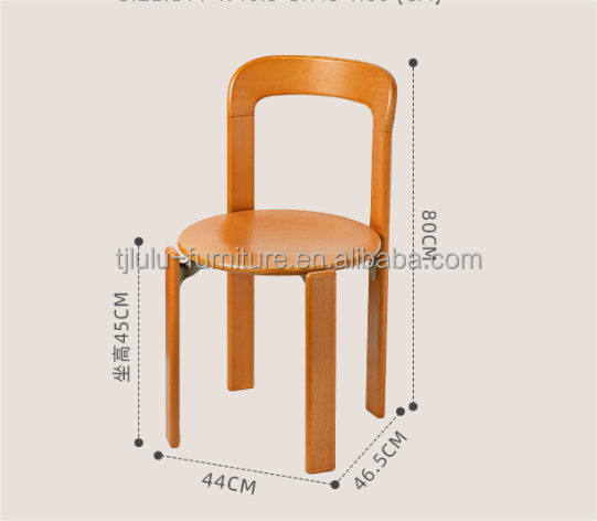 Customized Designs Nordic Solid Wood Dining Chair with Stackable Design and Lacquered Finish