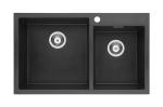 Stain Resistant Black Double Bowl Flush Mount Composite Granite Kitchen Sink