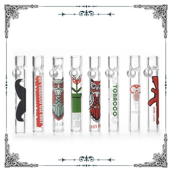 3 Inches Stickers Printed Chillums Hand Pipes Hand Blown Bongs