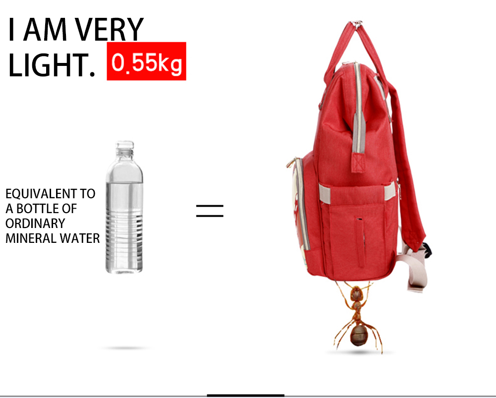 Water Resistant Red 17L Changing Bag Backpack Large Capacity 0.55kg