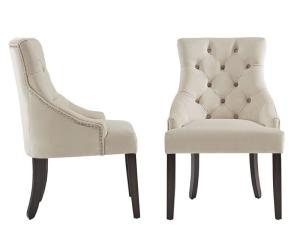 China Modern Leather Tufted H89cm White High Back Dining Chairs factory