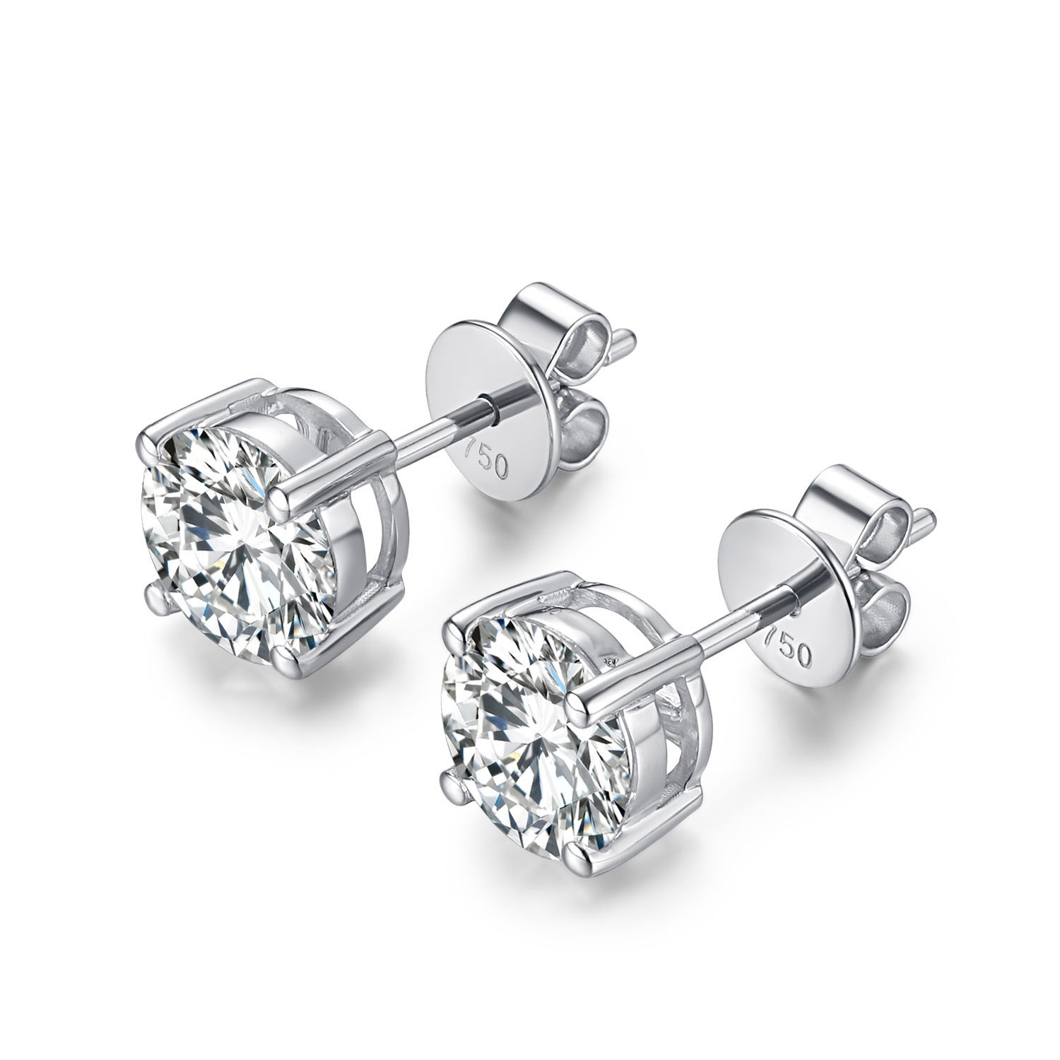 18k Gold Moissanite Diamond Stud Earrings White Gold Support Customization