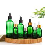 Sealing Type Dropper Green Frosted Glass Cosmetic Bottle 10ml 15ml 30ml 50ml for