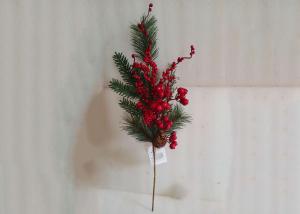 China Nontoxic 58cm Artificial Christmas Pine Picks With Red Berry factory