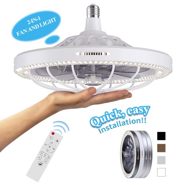 Moving Head Intelligent Dimming Home Decor Ceiling Fan 360 Rotating Remote