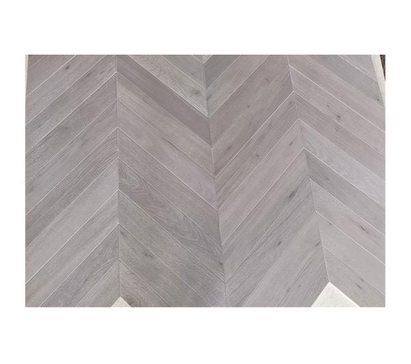 Chevron Parquet Oak engineered wood flooring with stone grey stained, selected