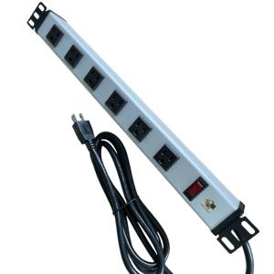 China 6 Way Metal Tabs Multi Outlet Power Strip With 10' Extension Cord 14AWG NEMA 5-15P factory