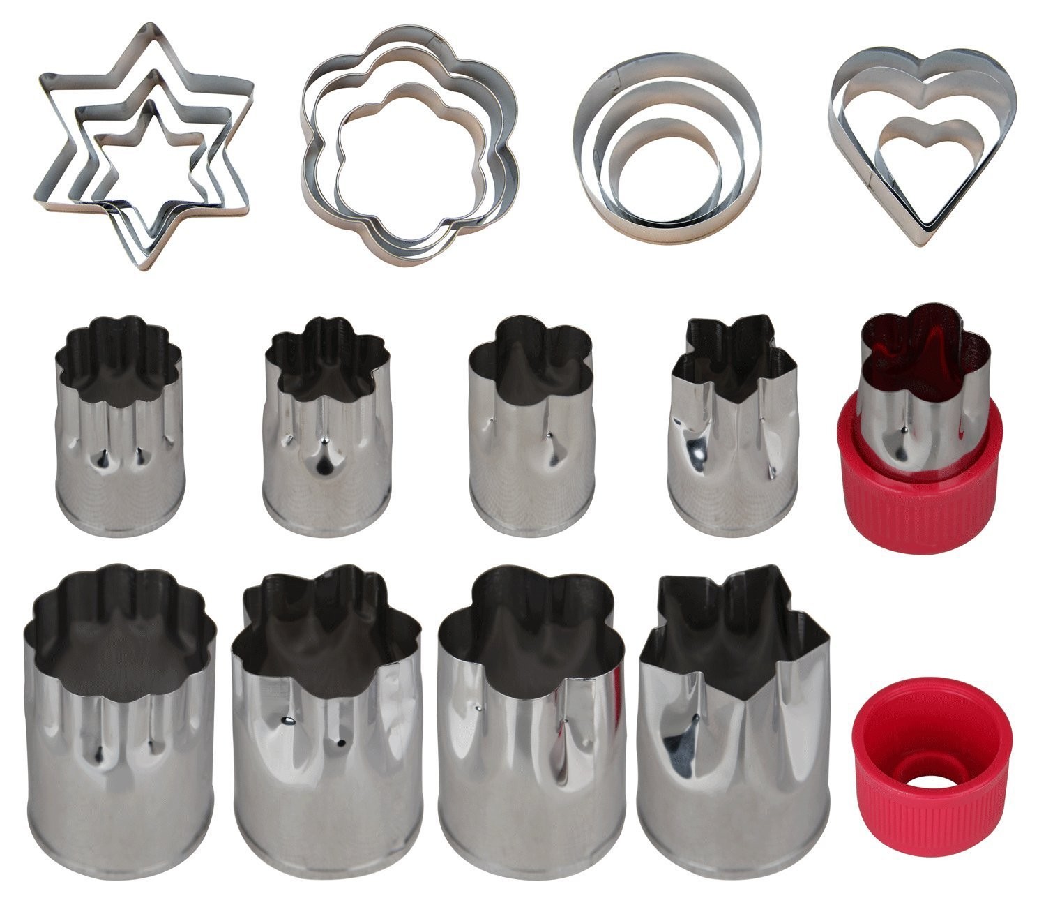 Stainless Steel Vegetable Cutter Shapes Set (20pcs) Vegetable Fruit Cookie Cutter Mold - Cute for Fun Food