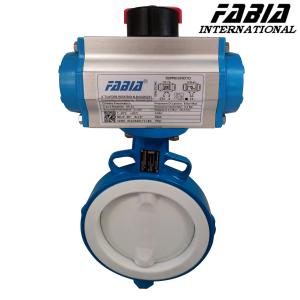 China Pn 16 Pneumatic Rubber Lined Butterfly Valve PTFE-Lined Butterfly Valve Corrosion Resistance for Chemical Processing factory