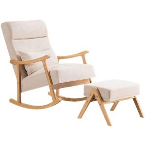 China Solid Wood Frame Comfortable Fabric Seat Lazy Single Sofa Rocking Chair for Living Room factory