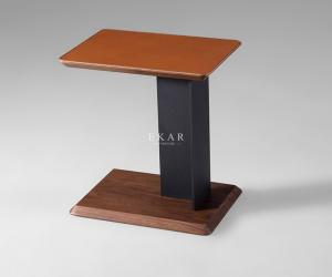 China Contemporary Living Room Leather Stainless Steel Side End Table factory