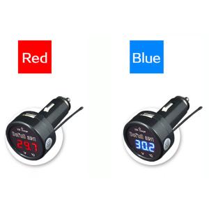 China New 3 in 1 Digital Voltmeter Thermometer 12V 24V Cigarette Lighter USB Car Charger factory