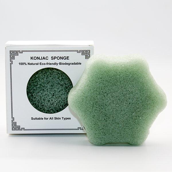 Sensitive Skin Washable Green Tea Konjac Sponge Exfoliator Face Wash Facial