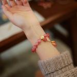 Pink Agate Lucky Beads Bracelet Wholesale Natural Sakura Agate Bracelet Energy