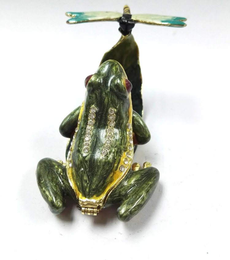 Pewter alloy gold plated Frog Jeweled Trinket Box Golden plated enamel fashion frog pewter box