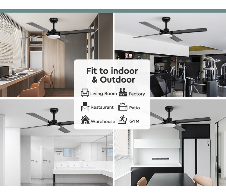 1stshine LED Ceiling Fan 5 Speeds 4 Blades Support Dimmer LED Lighting
