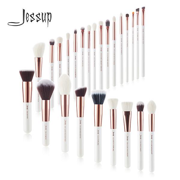 Jessup 25pcs White/Rose gold Natural Makeup Brushes Set ShenZhen Makeup Brush
