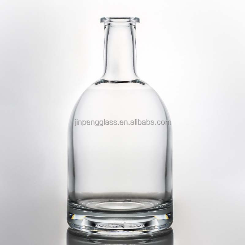 Round Empty Flint 375ml 500ml 750ml 1000ml Liquor Vodka Tequila Whiskey Bottle with Screw Cap