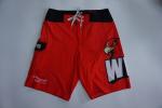 Classic Mid Length Red Men Board Shorts With Side Pocket Flat Waistband