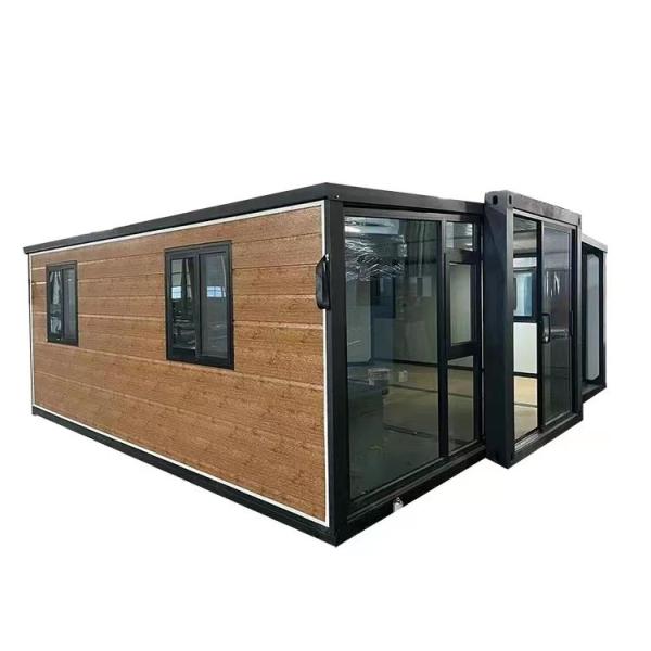 Double Wing Folding Room Container House with Red Steel Door and Modern Design