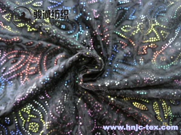 China sell gold print burnout 3D polyester micro velvet fabric for apparel