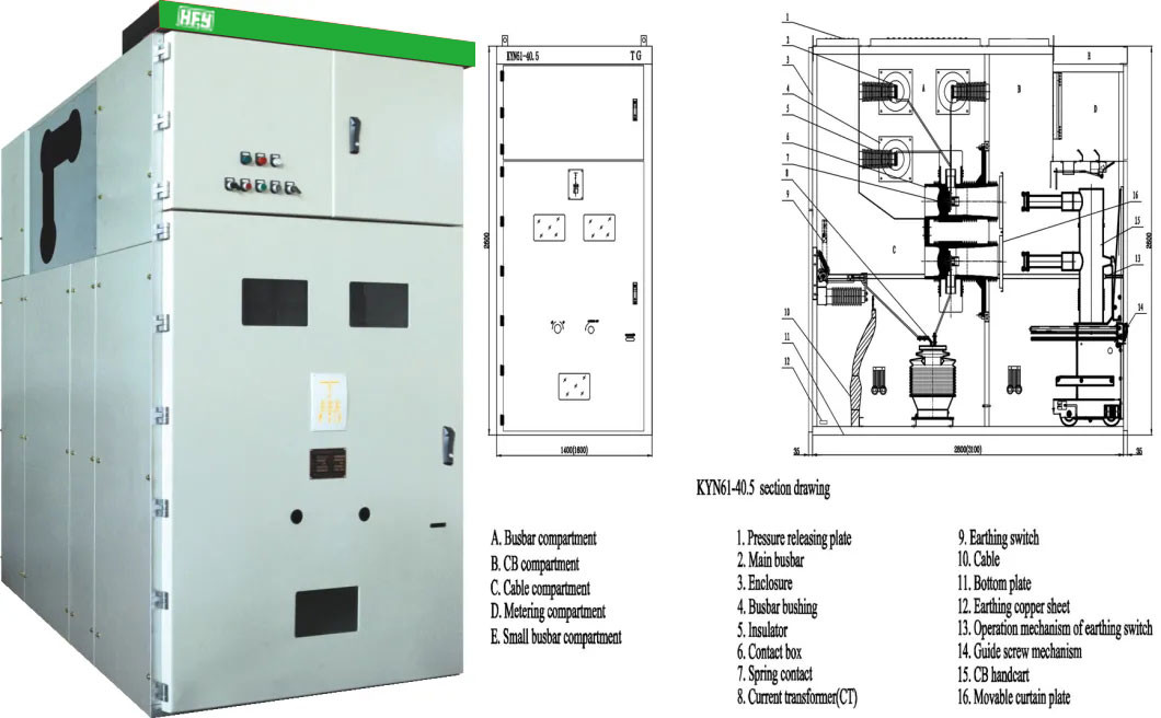 Durable Metal Enclosed Switchgear Distribution Cabinet 40.5 Rated Voltage