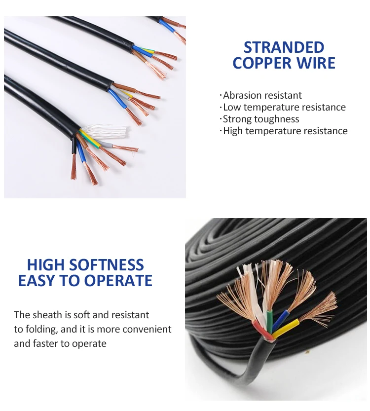 Multi Conductor Flexible Cable RVV/H05VV-F 2 3 4 Core Electrical Cable Wire Power Cable