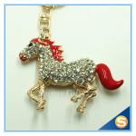 High Quality Sparkling Running Horse Keychain Crystal Rhinestone Purse Pendant