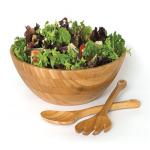Bamboo Wood Salad Bowl with 2 Server Utensils for high quality