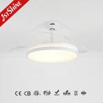 Retractable Blades and Light 42 Inch White Fancy LED Ceiling Fan Metal Acrylic
