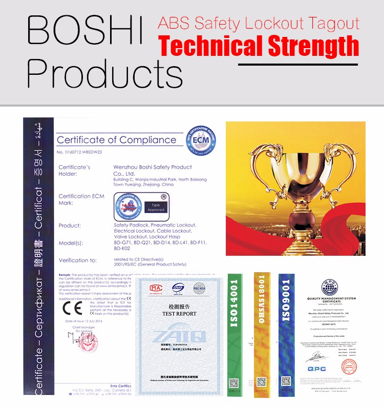 BOSHI 38mm Nylon Shackle ABS Plastic Body Safe Lock With Master Key
