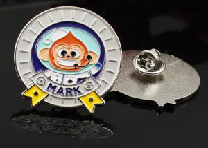 China Customized school brooch pin cartoon stamping paint animal monkey electroplating bright nickel enamel advertising factory