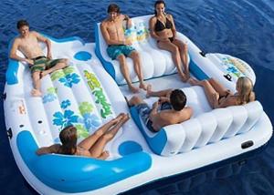 China Large Inflatable Floating Island , Inflatable Lounge Water Floating Games For Leisure factory