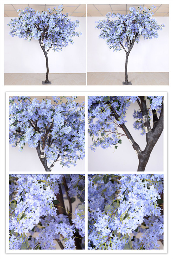 Soft Artificial Flower Tree Jacaranda Wood Bule Color Sakura Tree Branch