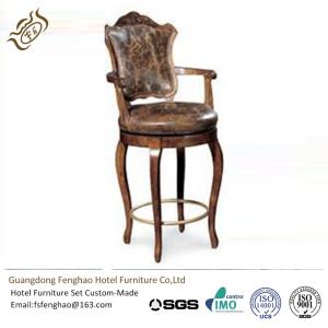 China Classic Espresso Counter Height Hotel Bar Stools With Back Pu Leather factory