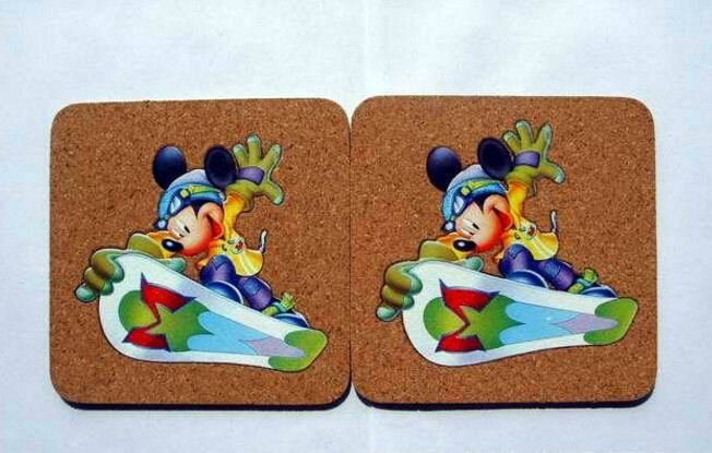 Thermal Transfer Printing logo, Nature Cork Coaster with silkscreen logo, good for heat insulation