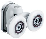 China Double 5-6mm Thick White Wheels Plastic Sliding Door Rollers OEM For Shower Room factory