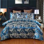 Solid Colour Satin Duvet Cover Set European Retro Baroque Style Custom Jacquard